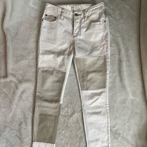 Free People Cream & Tan Denim Pants